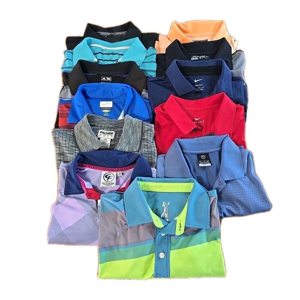 mens medium golf polo shirt Lot Of 12 Mixed Brands